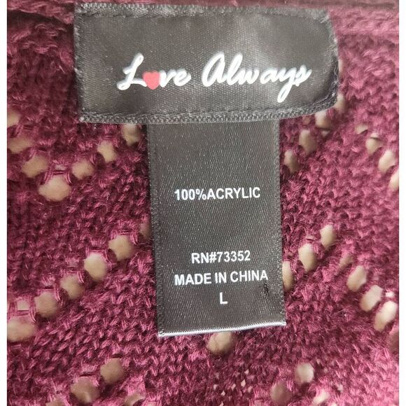 C10 Love Always long burgandy cardigan - Picture 8 of 12